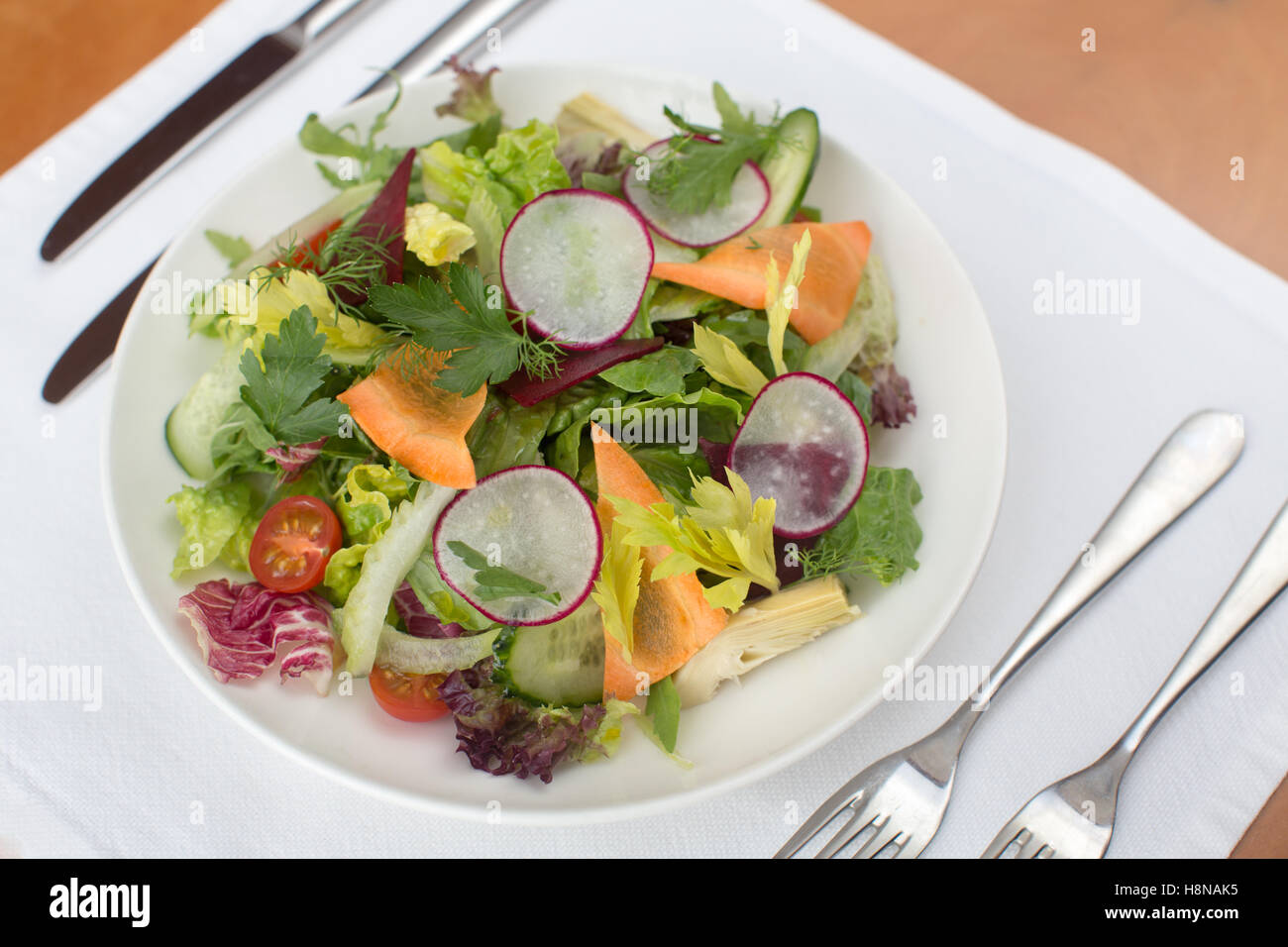 Frischer Salat mit Stockfoto