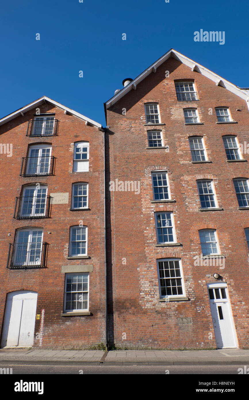 Ehemalige Stadt Getreidemühlen in Gloucester, England Stockfoto