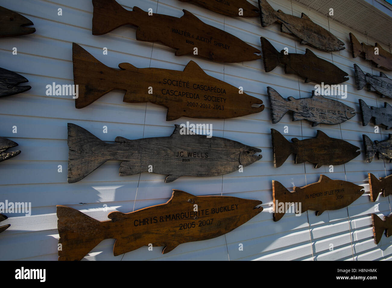 Atlantik-Lachs-Museum am Fluss Cascapedia in Quebec Kanada Stockfoto