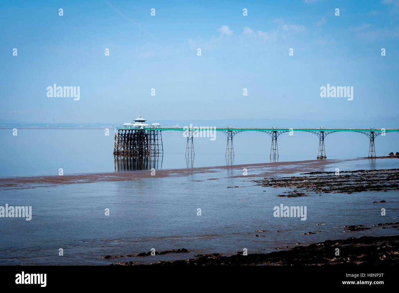 Die restaurierten Clevedon Pier in Somerset an der Severn-Mündung. Stockfoto