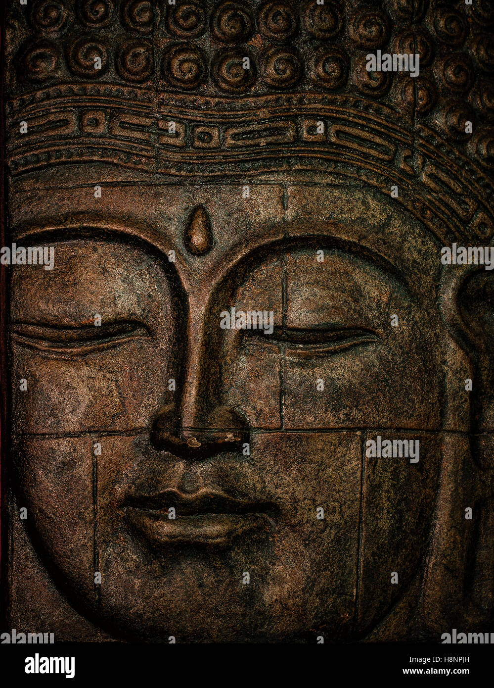 Hölzerne Kopf schnitzen eine asiatische Göttin Stockfoto