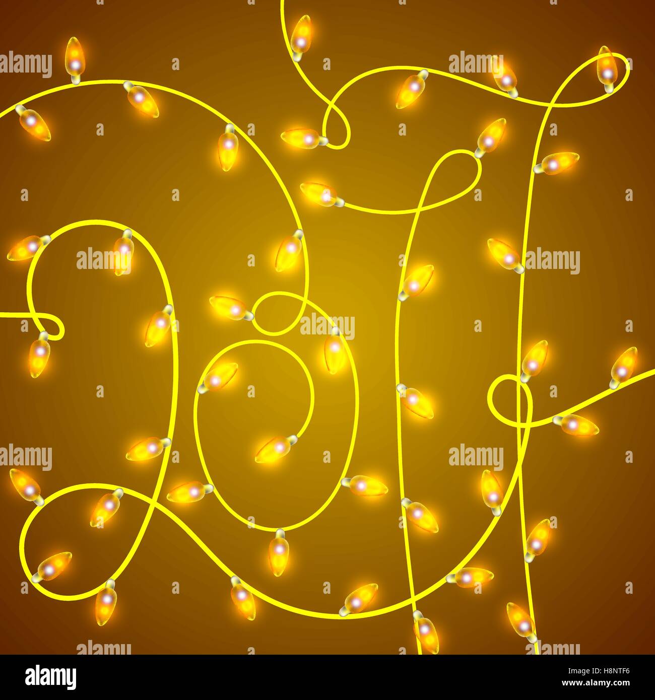 Bunt leuchtende Weihnachtsbeleuchtung in Form 2017. Vektor-Kulisse für Silvester. Urlaub-Illustration, leuchtende elektrische Girlande, Stock Vektor