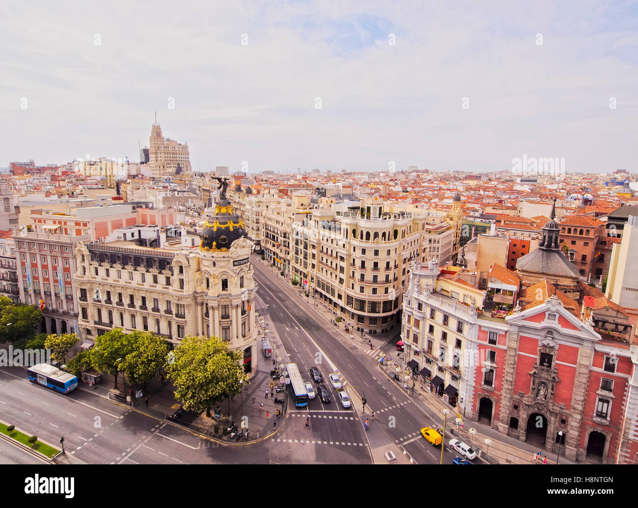 Spanien, Madrid, erhöhten Blick auf das Gebäude der Metropole. Stockfoto