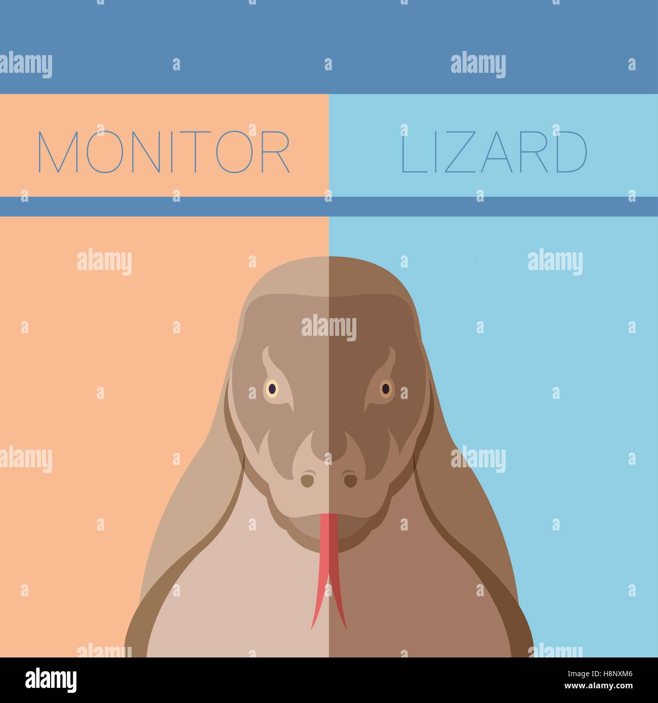 Vektor-Bild der Monitor Lizard flache Postkarte Stock Vektor
