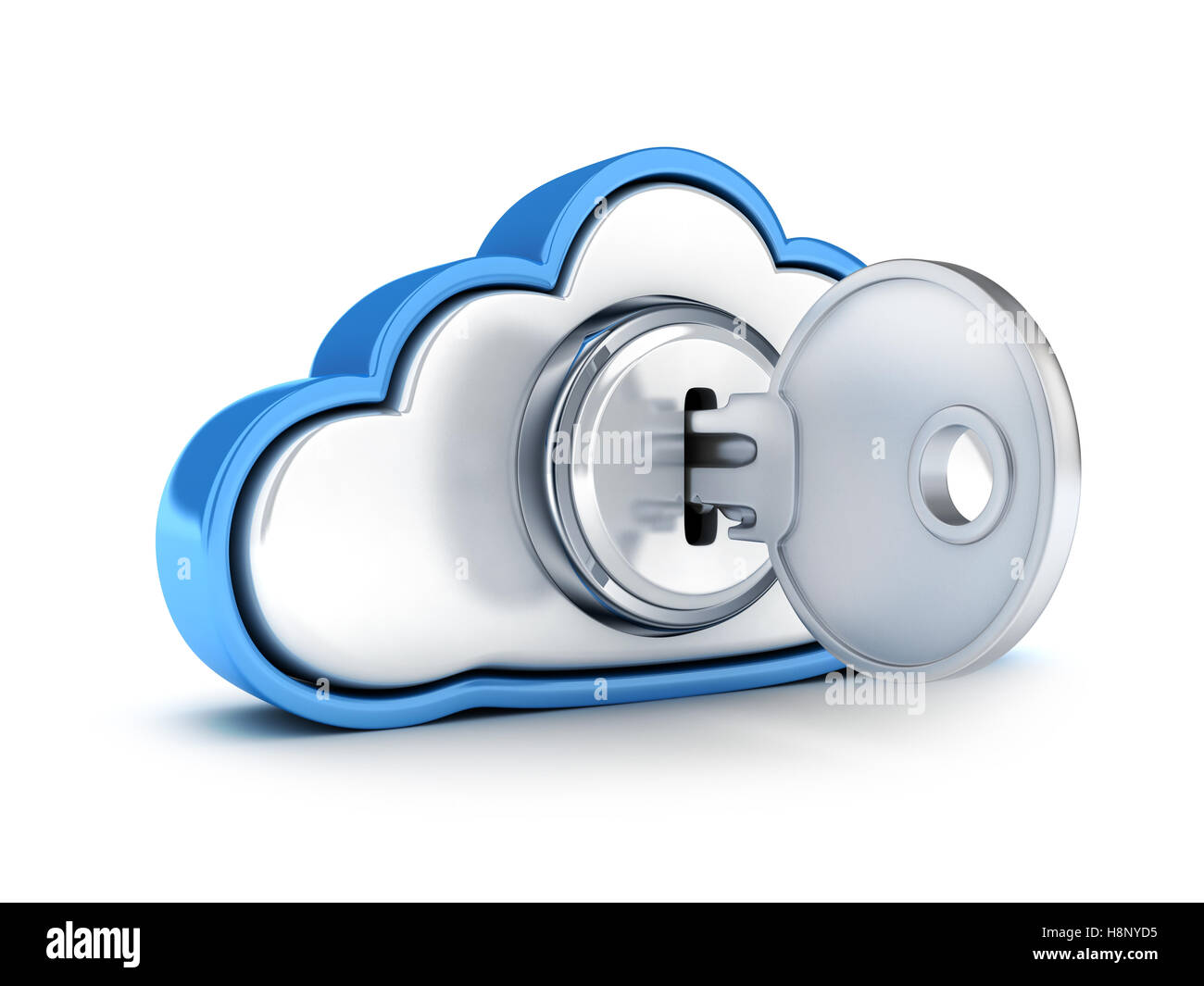 Symbol-Cloud-Speicher schützen auf weißen background.3d illustration Stockfoto