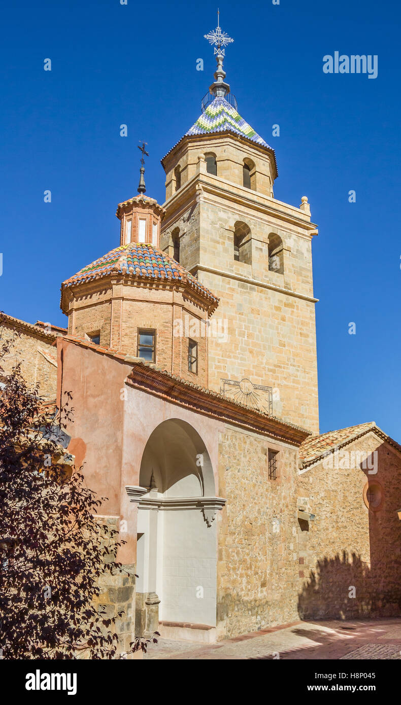 Turm der Kathedrale in Albarracin, Spanien Stockfoto