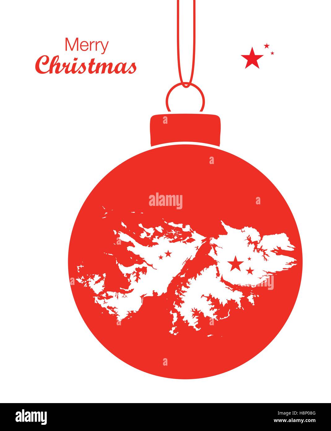 Frohe Weihnachten Abbildung Thema mit Karte der Falkland-Inseln Stock Vektor