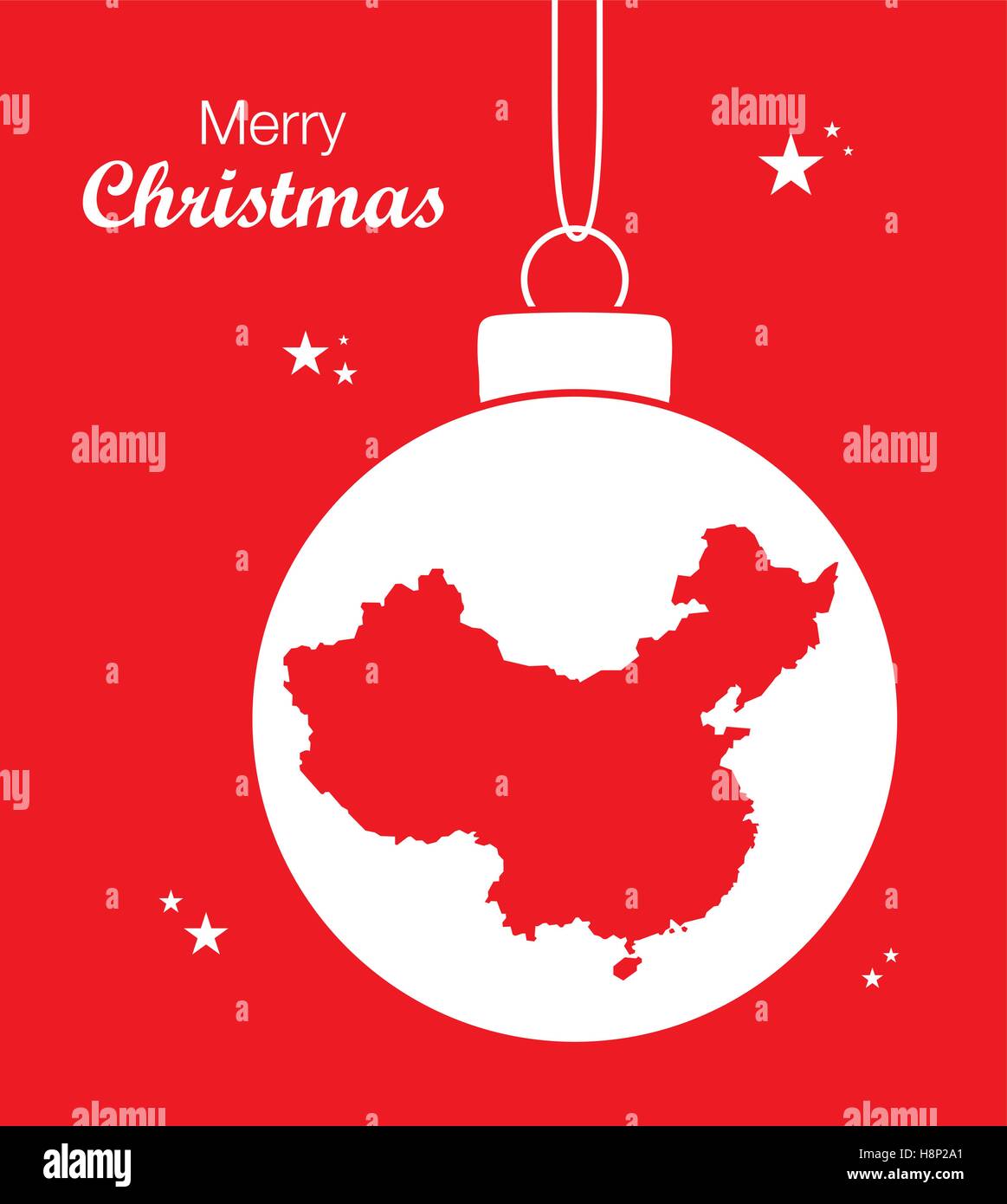 Frohe Weihnachten Abbildung Thema mit Karte von China Stock Vektor