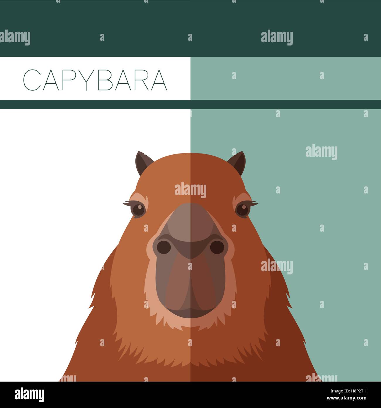 Vektor-Bild der flachen Postkarte mit Capybara Stock Vektor