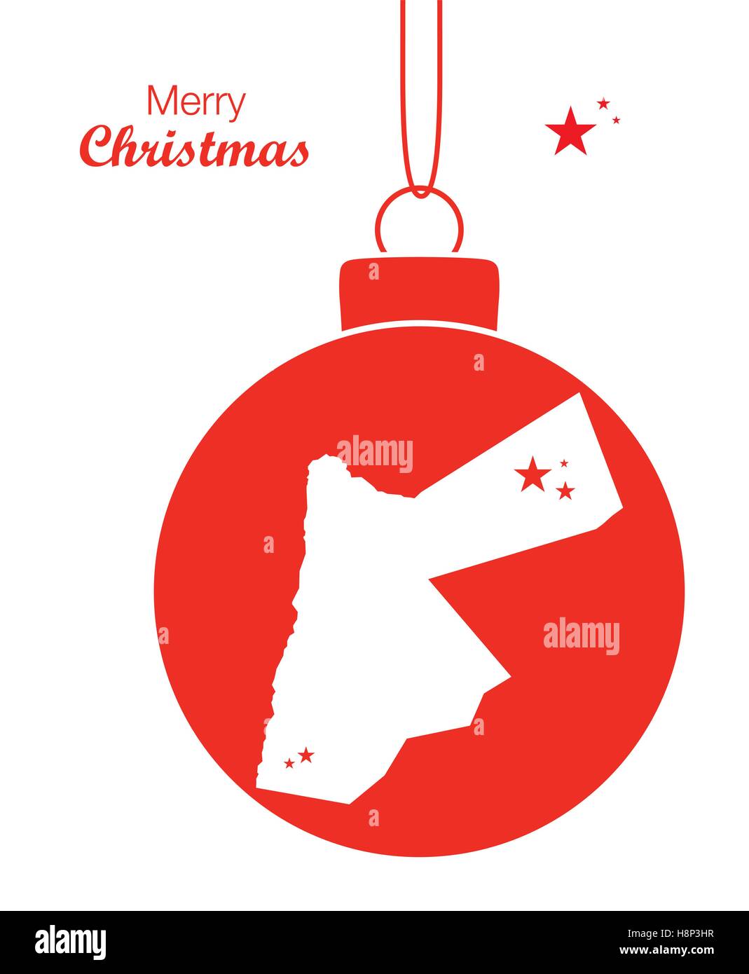 Frohe Weihnachten Abbildung Thema mit Karte von Jordanien Stock