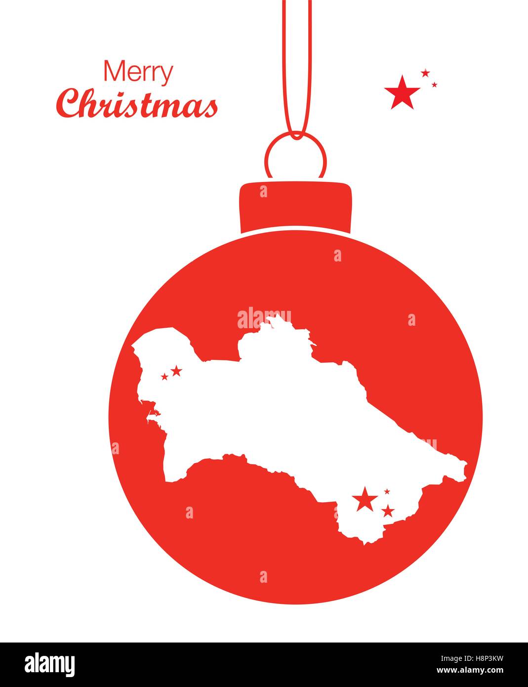 Frohe Weihnachten Abbildung Thema mit Karte von Turkmenistan Stock Vektor