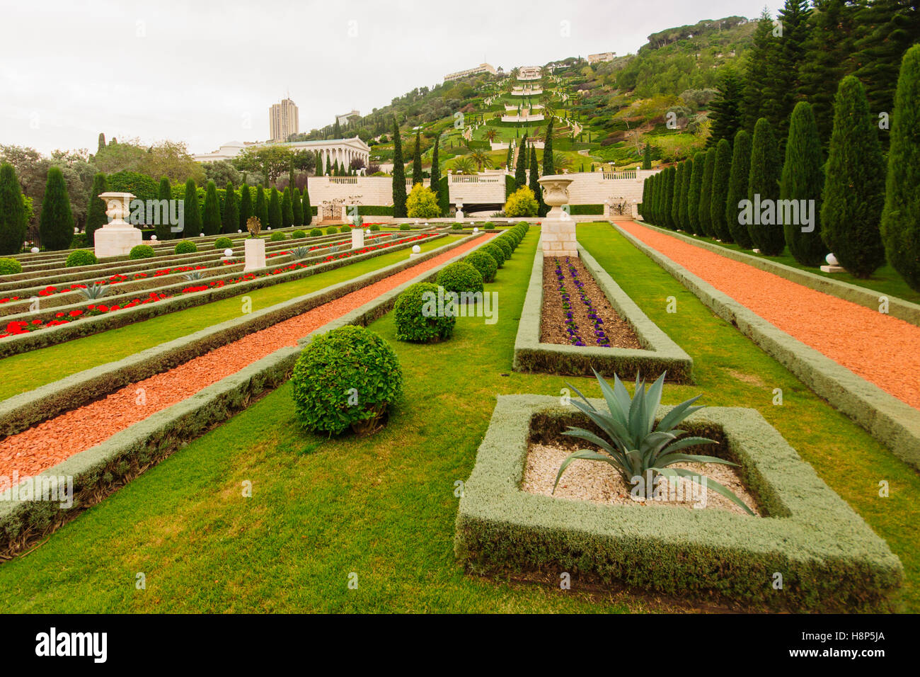 Die Bahai-Gärten und Gebäude, an den Hängen des Berges Karmel in Haifa, Israel-Archiv Stockfoto