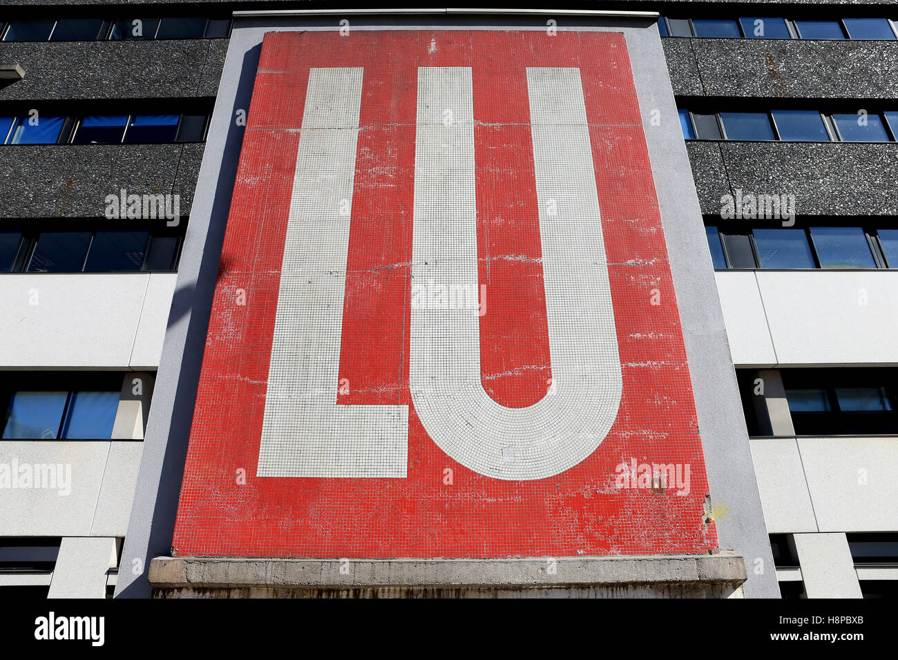 Nantes (Frankreich): Zeichen ang Logo von Keksen, die Marke 'Lu' Stockfoto