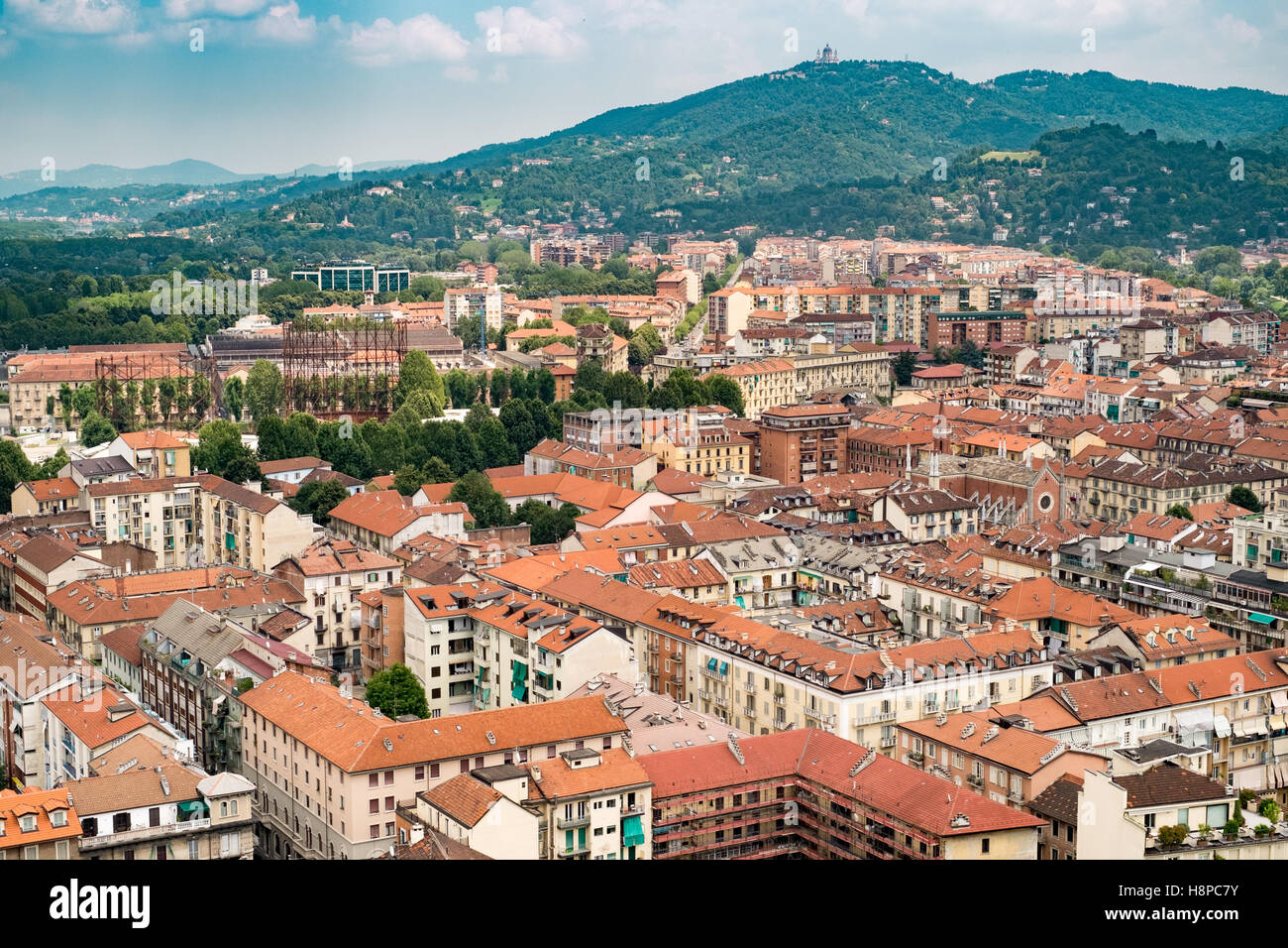 Ansicht von Turin genommen von der Spitze der Mole Antonelliana. Piemont Italien Stockfoto
