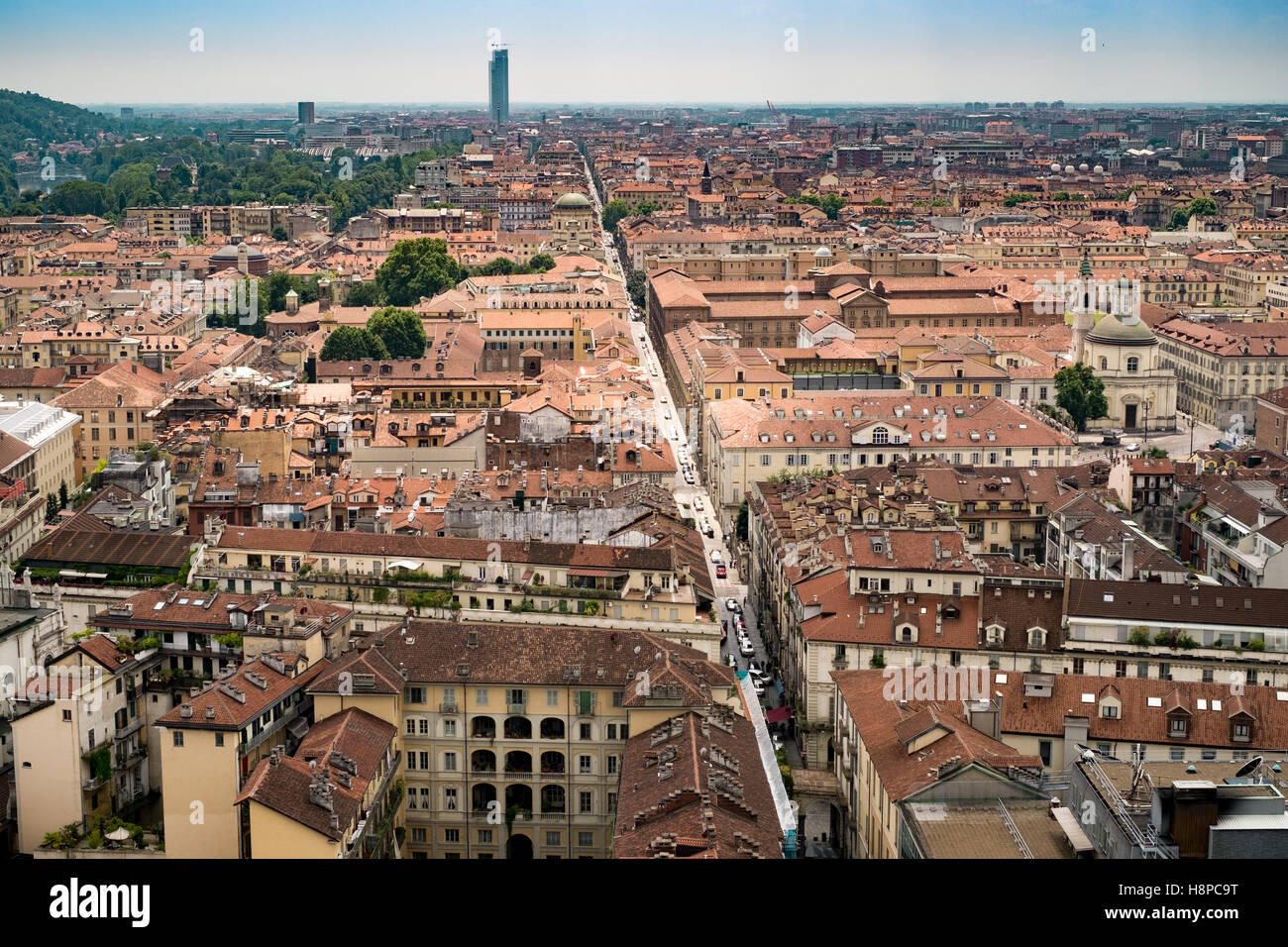 Ansicht von Turin genommen von der Spitze der Mole Antonelliana. Piemont Italien Stockfoto