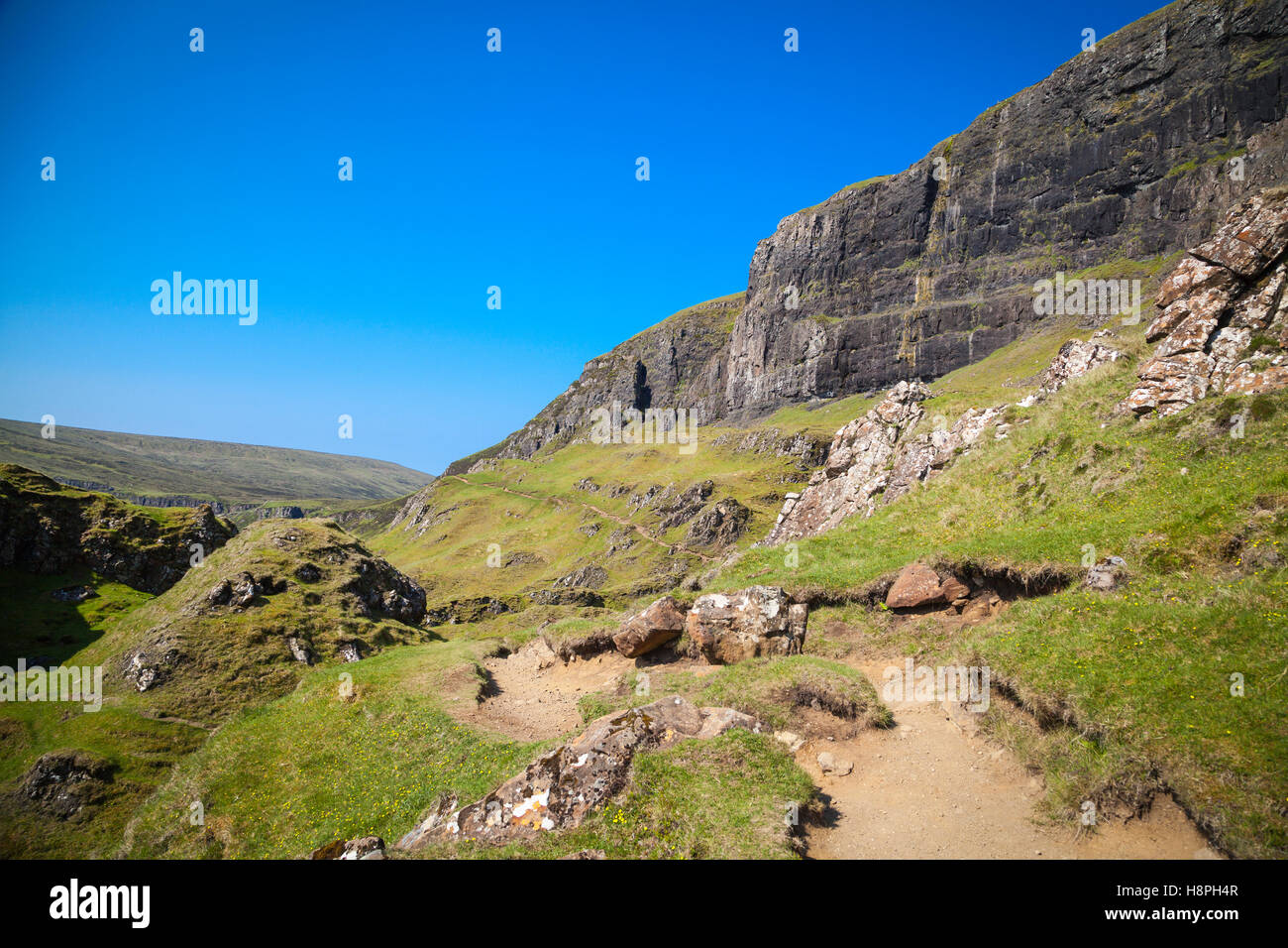 Quiraing Berg Landschaft, Isle Of Skye, Schottland Stockfoto