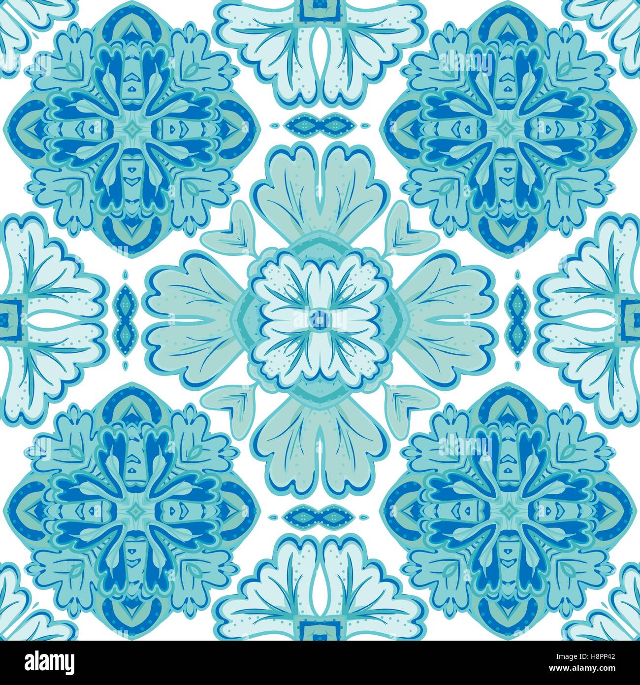 Nahtlose Patchwork-Muster von marokkanisch, portugiesischen Fliesen, Azulejo, Ornamente. Für Tapeten, Musterfüllungen, Oberfläche Texturen Stock Vektor