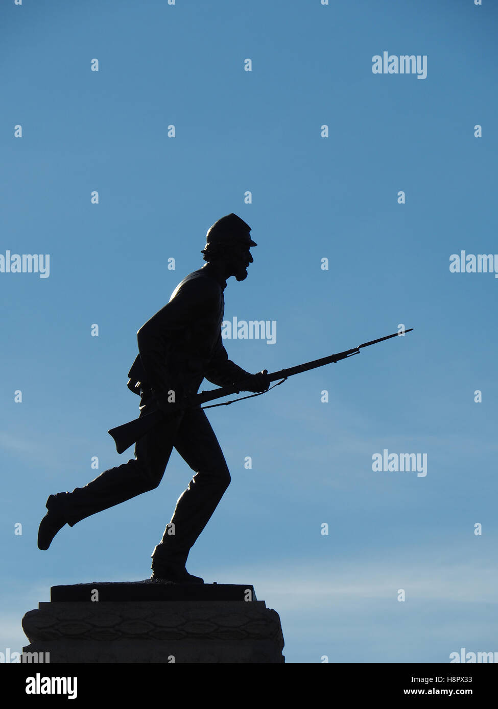 Statue der Union Armee des Potomac Soldaten bei Gettysburg National Military Park auf Cemetery Ridge, Website von Picketts Charge. Stockfoto