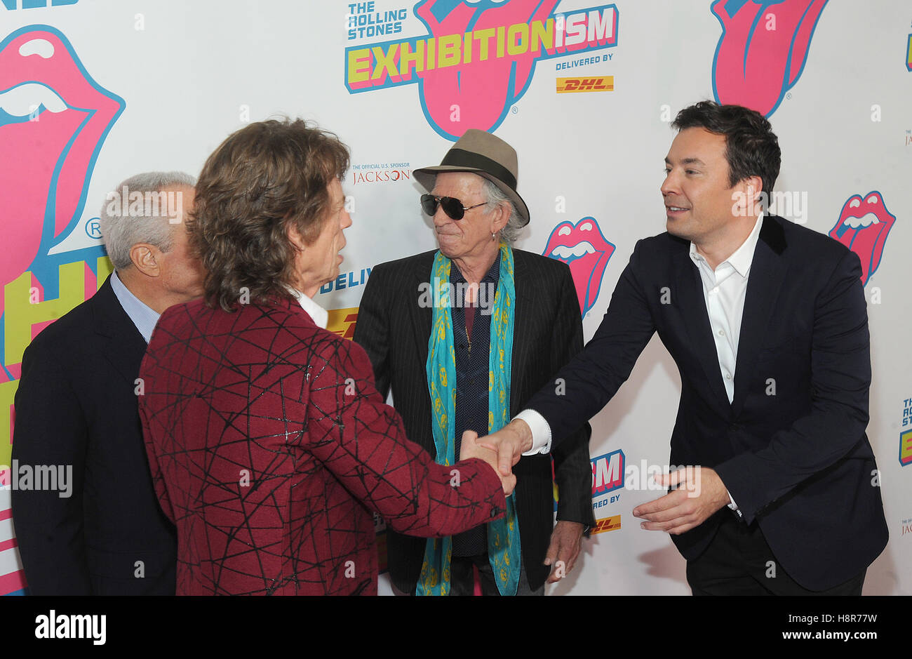 New York, NY, USA. 15. November 2016. Lorne Michaels, Mick Jagger und Keith Richards, Jimmy Fallon besucht The Rolling Stones-Exhibitionismus Opening Night am Industria Superstudio am 15. November 2016 in New York City. © John Palmer Media Punch/Alamy Live neu Stockfoto