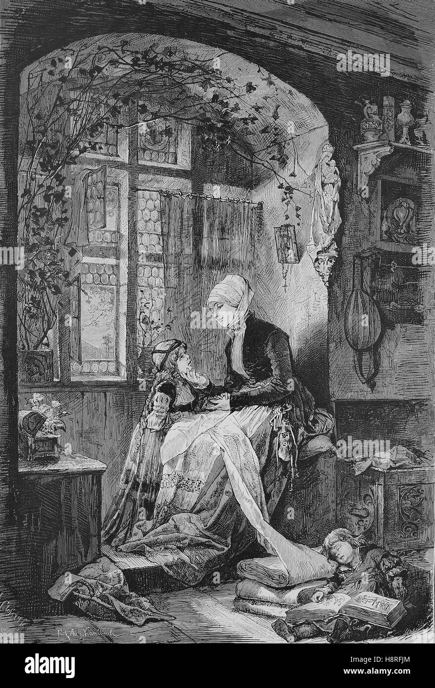 in das Zimmer einer Frau in edle mittelalterliche Europa Stockfoto