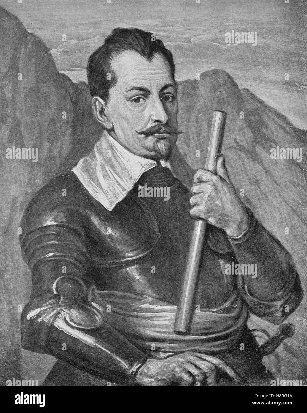 Albrecht Wenzel Eusebius von Wallenstein, auch von Waldstein, war ein Böhmisches militärischer Führer und Politiker, der seine Dienste angeboten, und eine Armee von 30.000 bis 100.000 Männer, während des Dreißigjährigen Krieges, an die Heiligen Römischen Kaiser Ferdinand II. Stockfoto