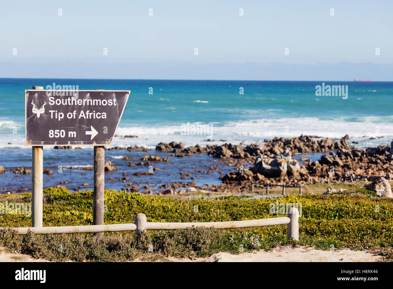 Südafrika, Western Cape Agulhas Nationalpark, südlichste Spitze Afrikas, wo der Atlantik und im Indischen Ozean treffen Stockfoto