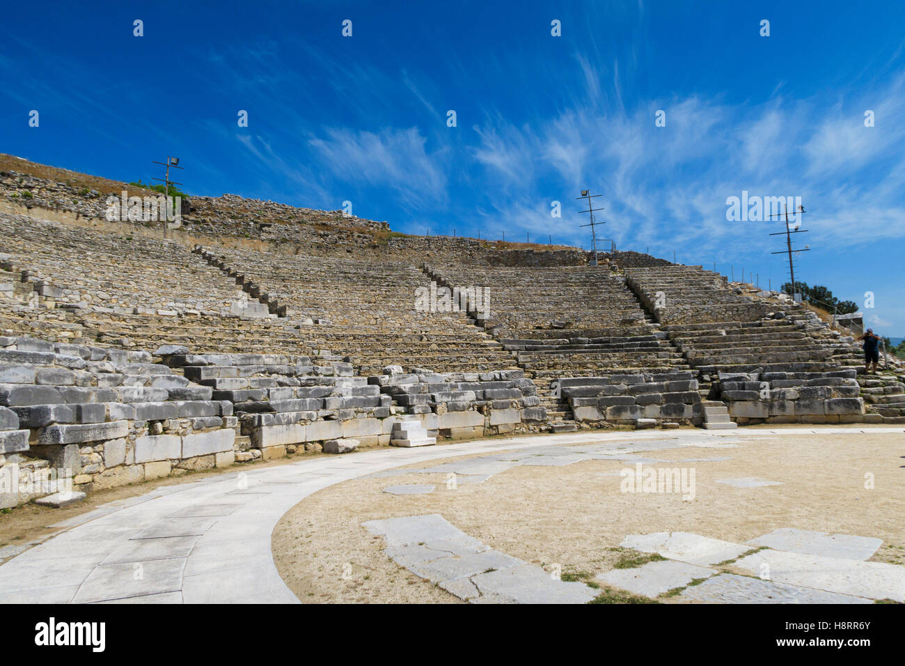 Ruinen des Theaters in der alten Stadt von Philippi, Griechenland, Europa Stockfoto