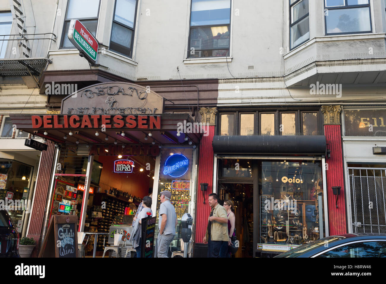 Ladenfront in The Mission District in San Francisco, Kalifornien. Stockfoto