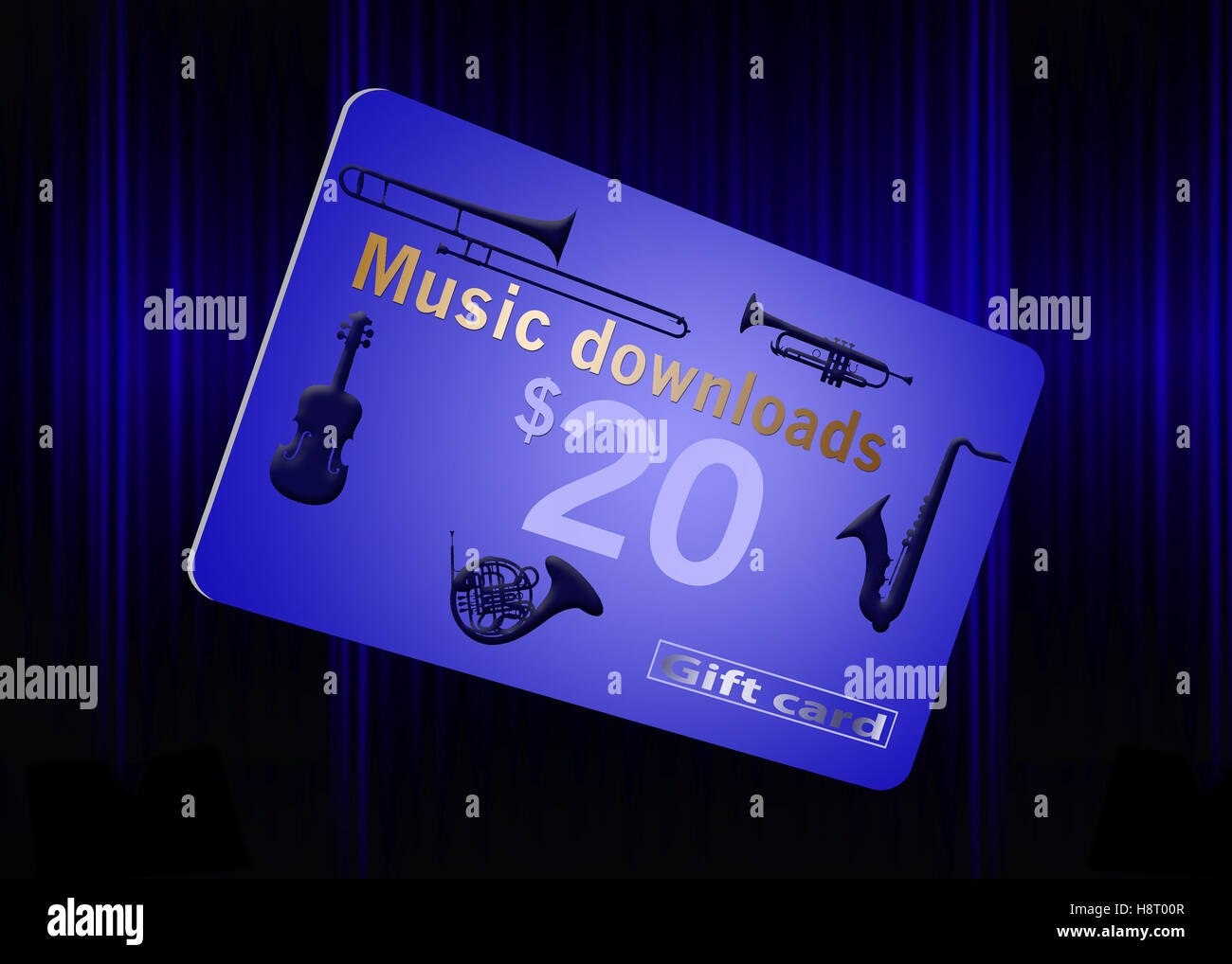 MusikDownloadKarte, PrepaidKarte mit Silhouetten von