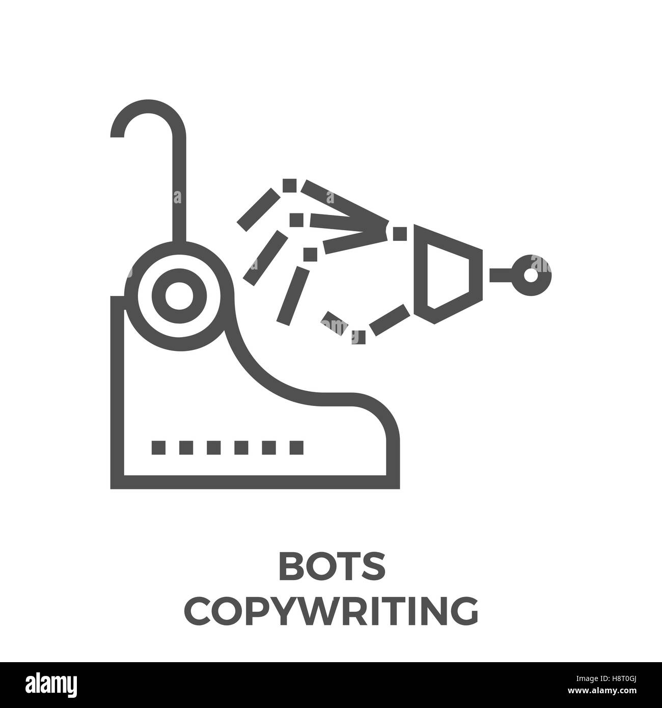 Bots Copywriting dünne Linie Vektor Icon Isolated on White Background. Stock Vektor