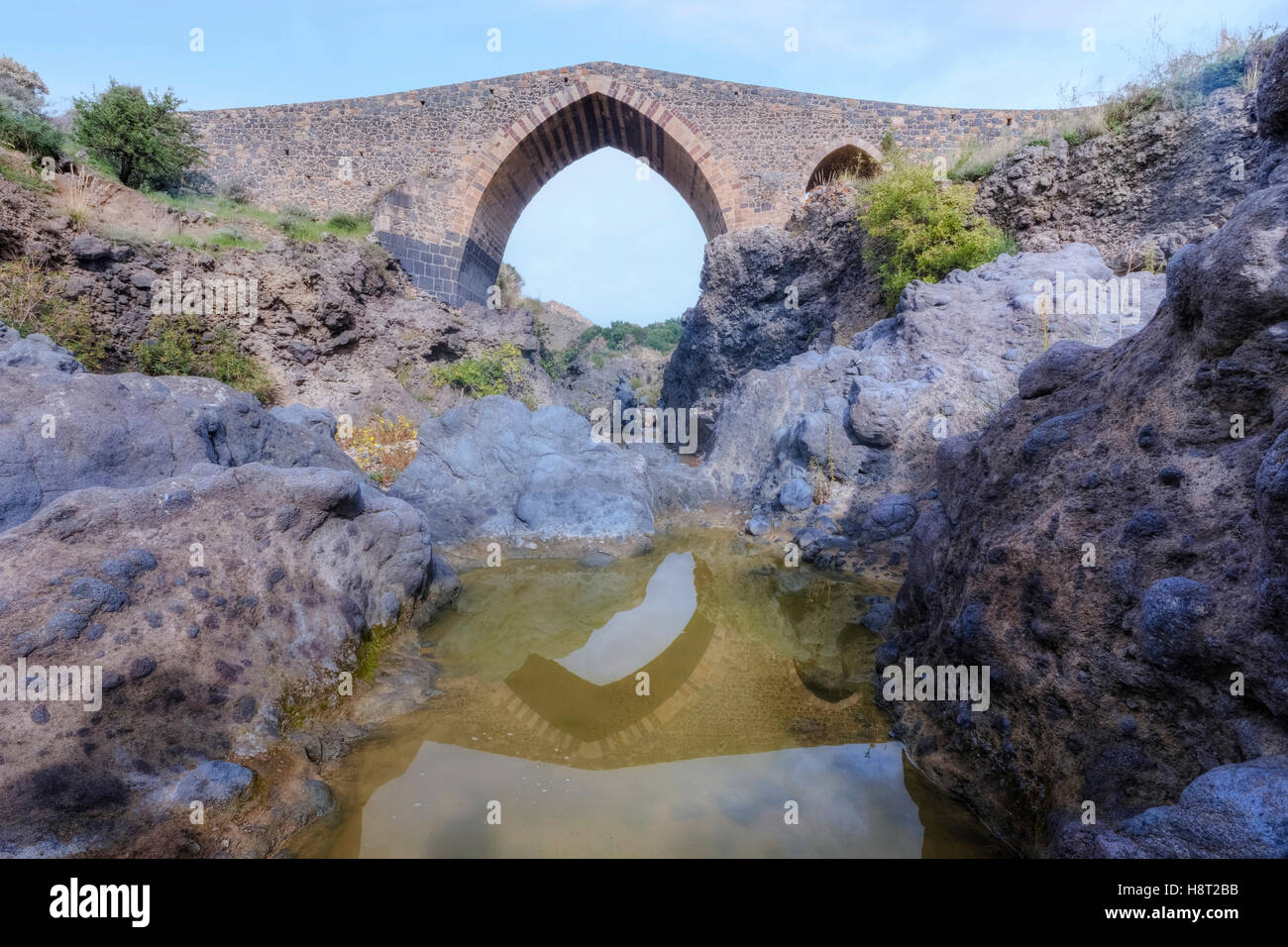 Ponte dei Saraceni, Adrano, Sizilien, Italien Stockfoto