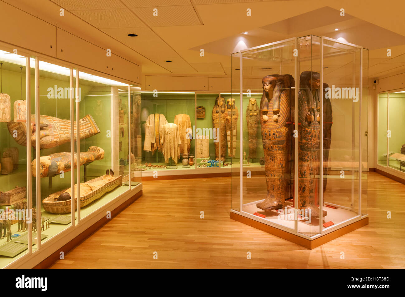 Alte Ägypten Mumie Display im Nationalmuseum von Dänemark in Kopenhagen, Dänemark Stockfoto