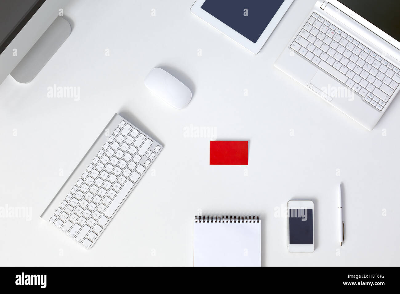 Virtual-Reality-Umgebung Draufsicht auf weißen Tisch Stockfoto