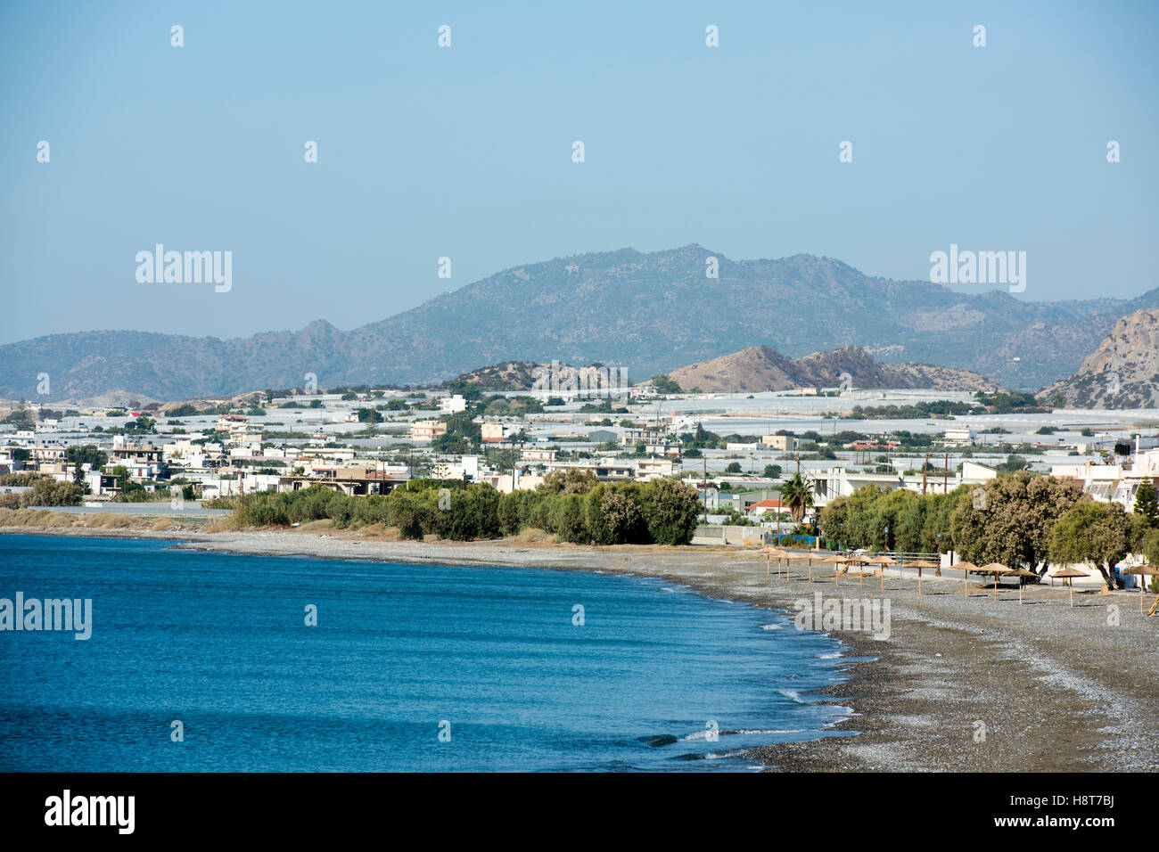 Griechenland, Kreta, Bucht Mit Gewächshäusern in Gra Lygia Westlich von Ireapetra Stockfoto