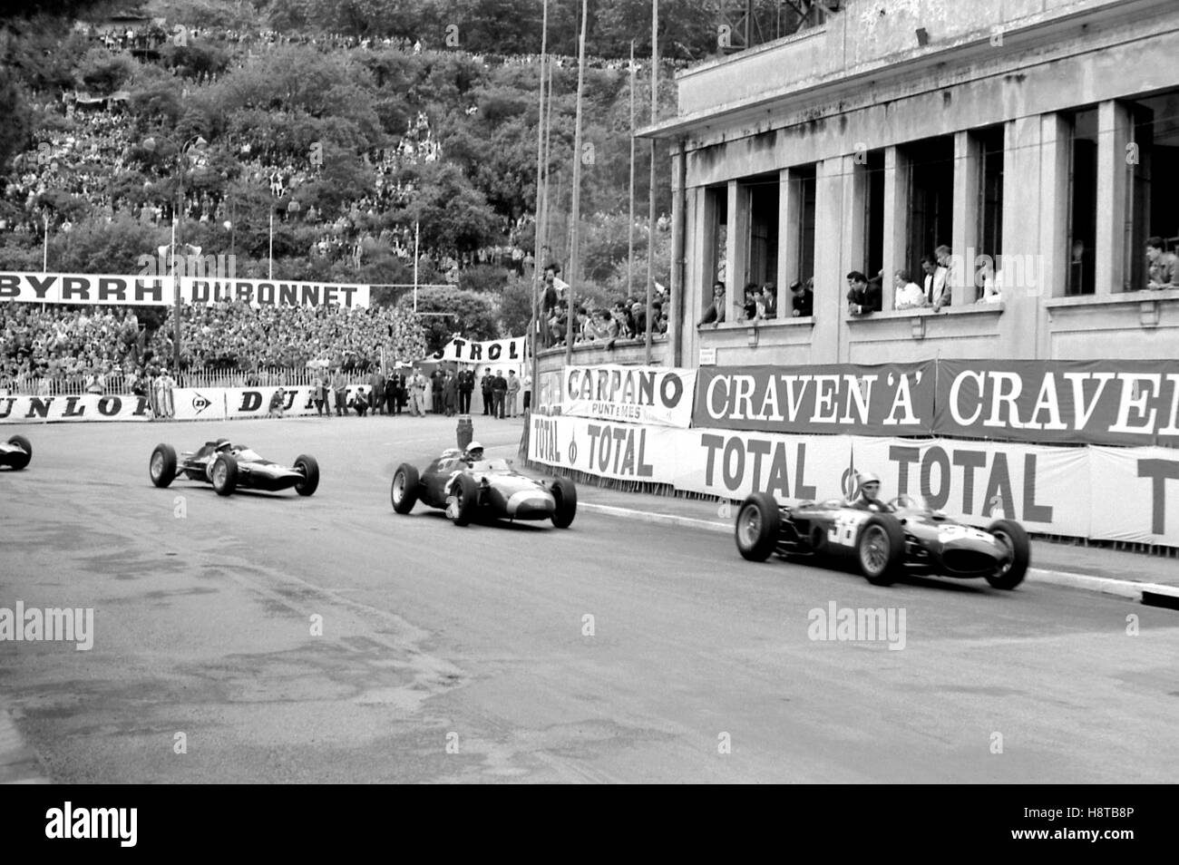 1962 MONACO GP BANDINI BONNIER CLARK FERRARI PORSCHE LOTUS Stockfoto