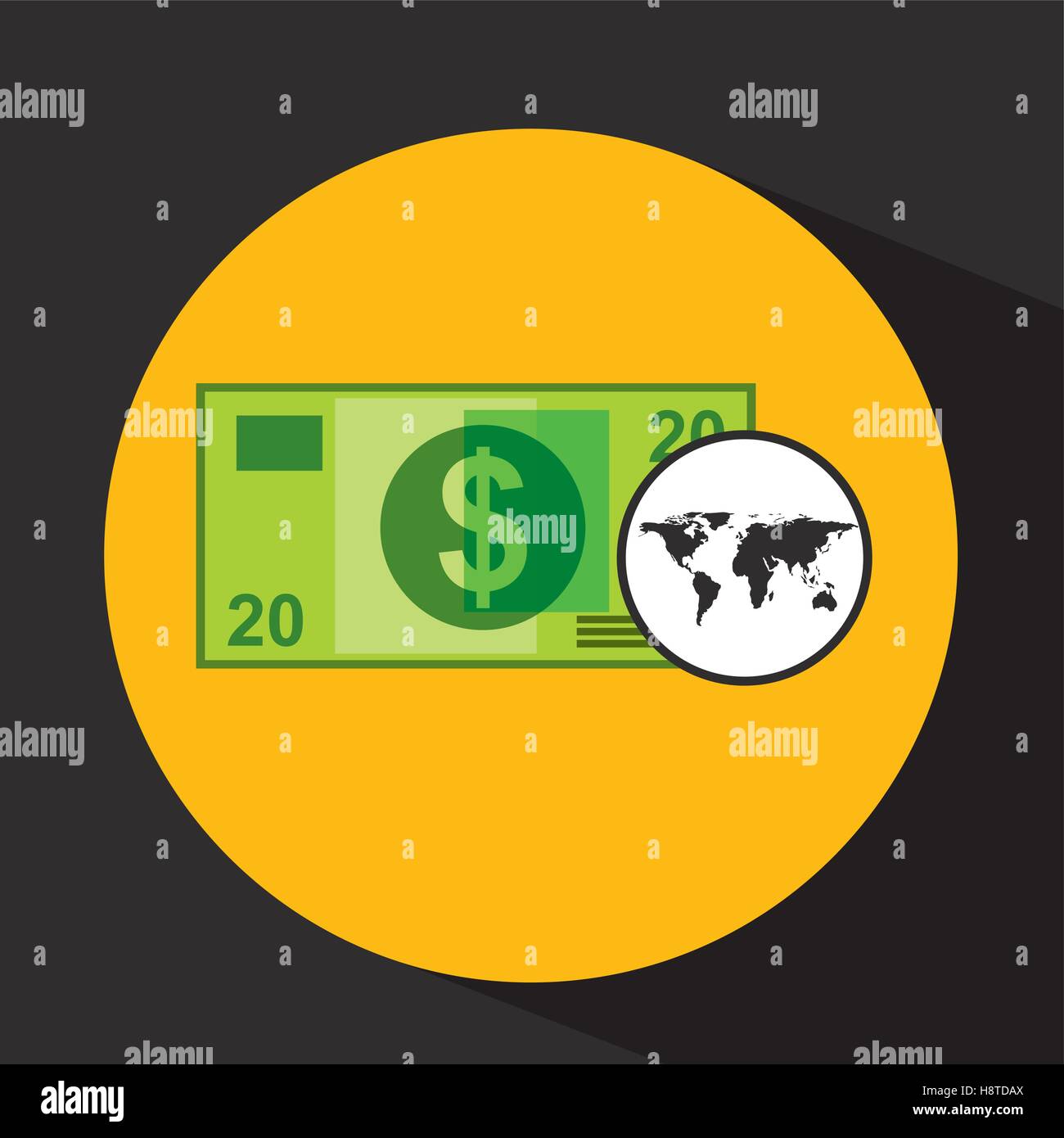 Karte von Welt Geschäft Geld Bill Design Vektor Illustration Eps 10 Stock Vektor