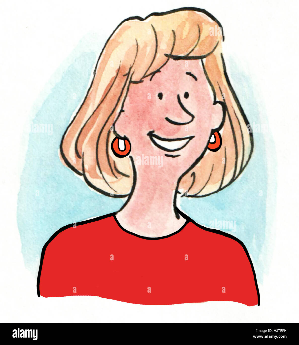 Farbe Geschäft Illustration eine lächelnde Frau. Stockfoto
