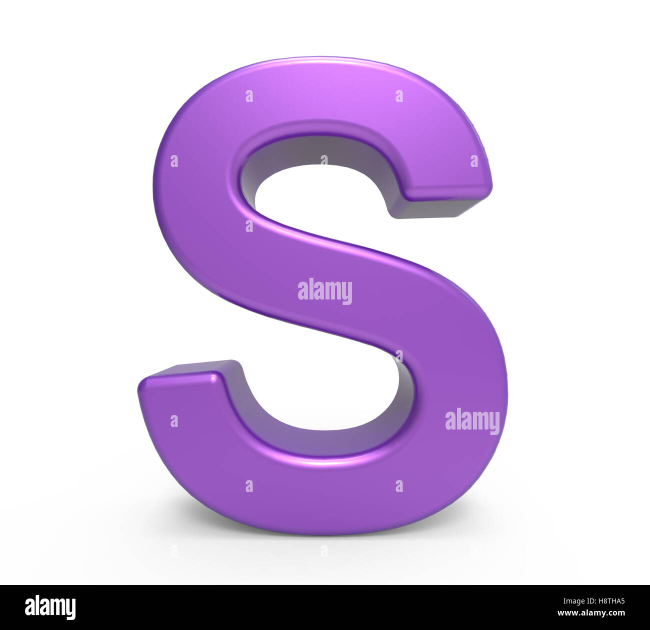 3D Rendering lila Buchstaben S weißen Hintergrund isoliert Stockfoto