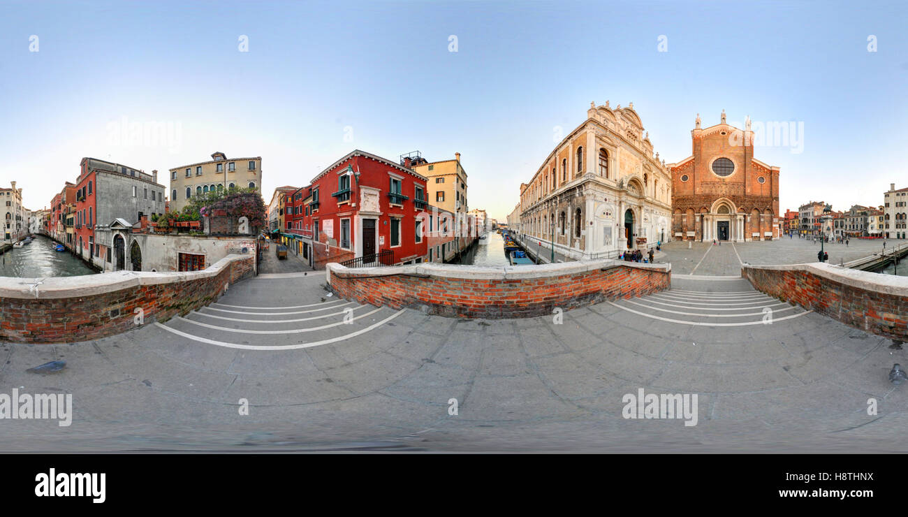 360 Grad (sphärisch) Blick auf Venedig Stockfoto