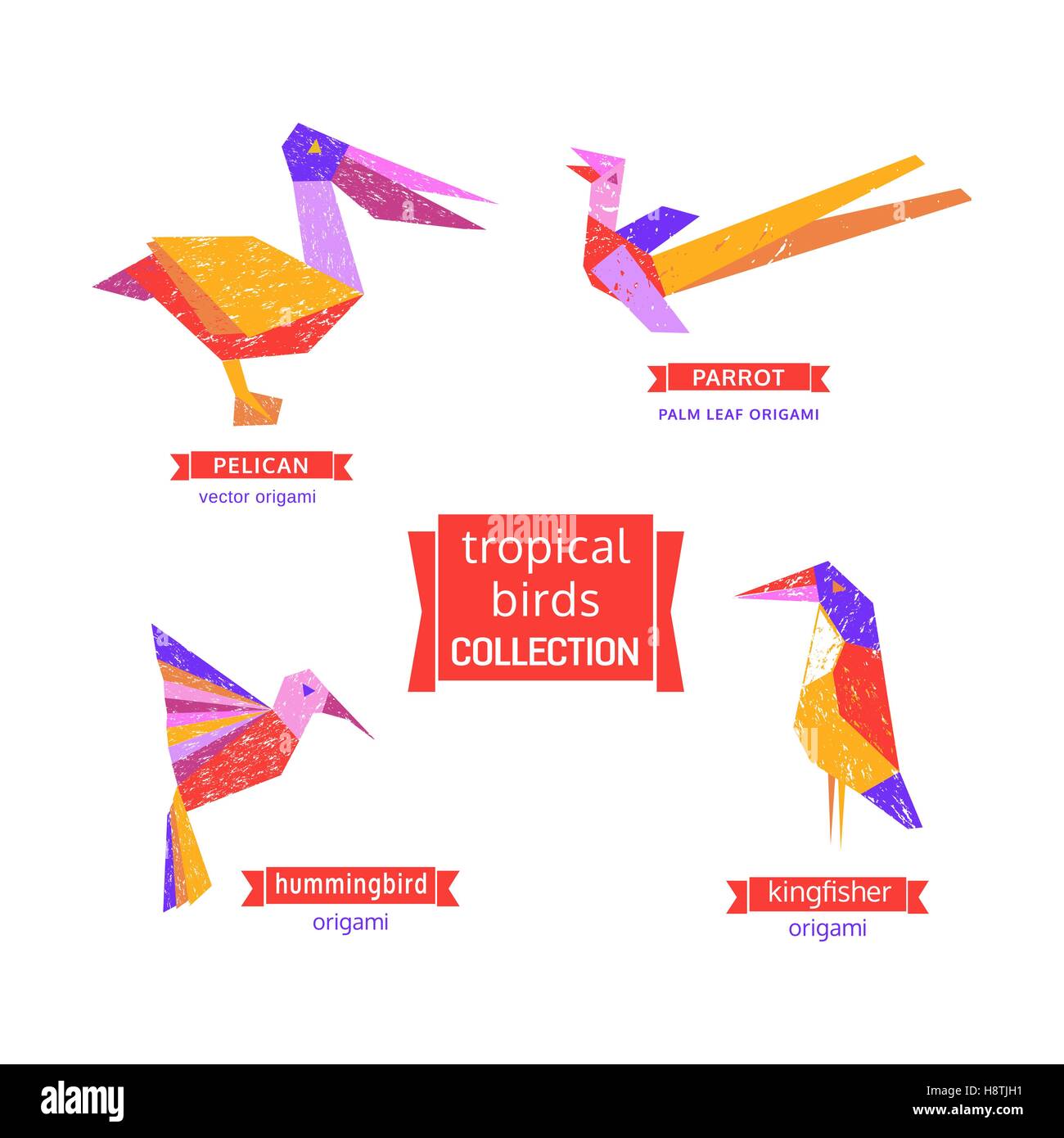 Set von tropischer Vogel Icons. Stock Vektor