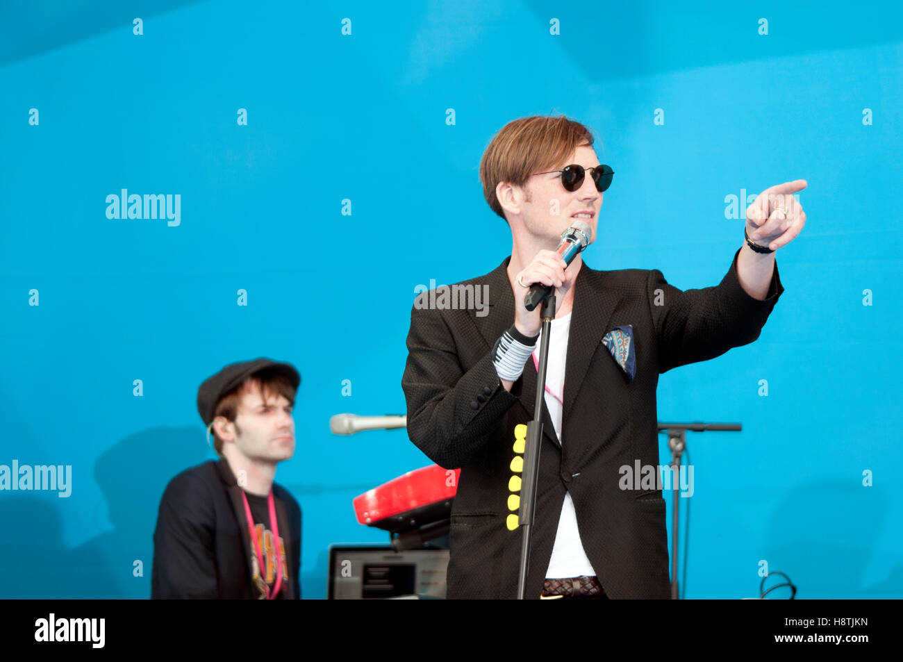 Das Gefühl bei einem Soundcheck vor dem Start auf die Abendunterhaltung bei einem Jahr gehen Zeremonie für die Olympischen Spiele 27.07.11 Stockfoto