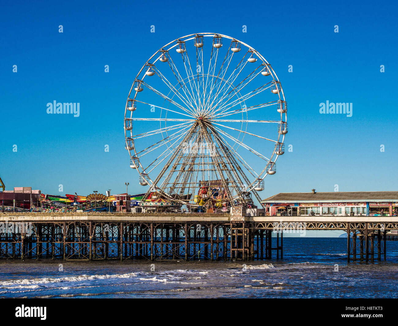 Riesenrad am Central Pier, Blackpool, Lancashire, UK. Stockfoto