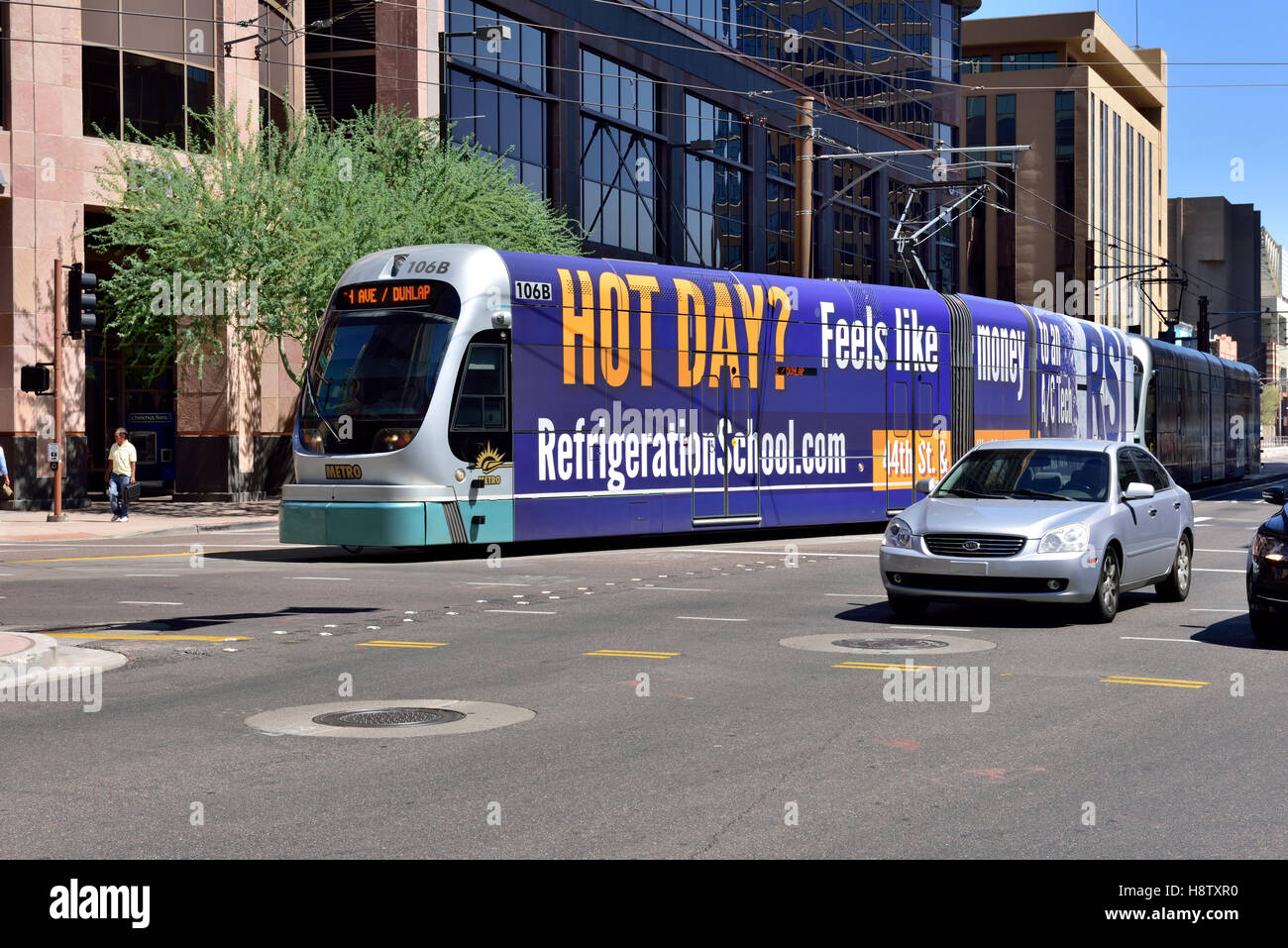 Phoenix Arizona Stadtbahn U-Bahn Straßenbahn Innenstadt Street, Vereinigte Staaten Stockfoto