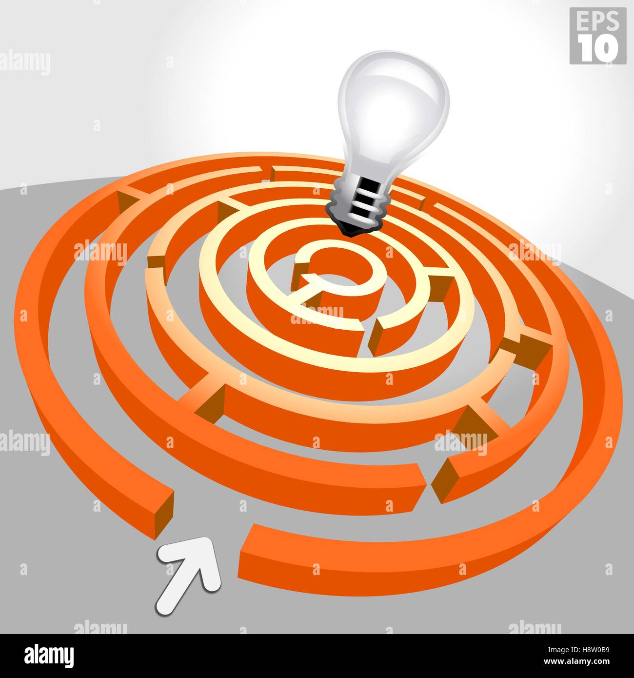 Zündende Idee für Geschäft, gehen durch eine kreisförmige Labyrinth Lösung Stock Vektor