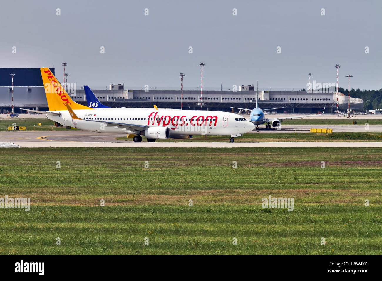 Pegasus Airlines Boeing 737 Next Gen bei Mailand Malpensa (MXP / LIMC) Italien Stockfoto