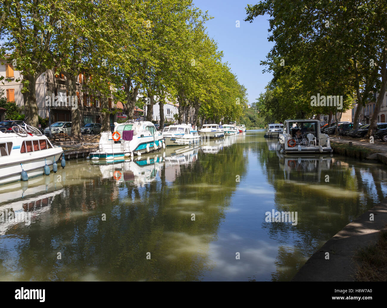 Carcassonne, Canal du Midi Stockfoto