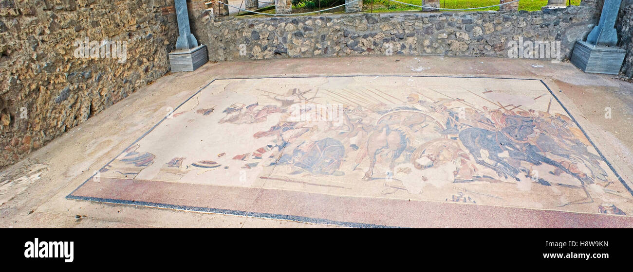 Alexander Mosaic aus dem Haus des Faun zeigt die Schlacht von Issos zwischen Alexander das große und Darius von Persien Stockfoto