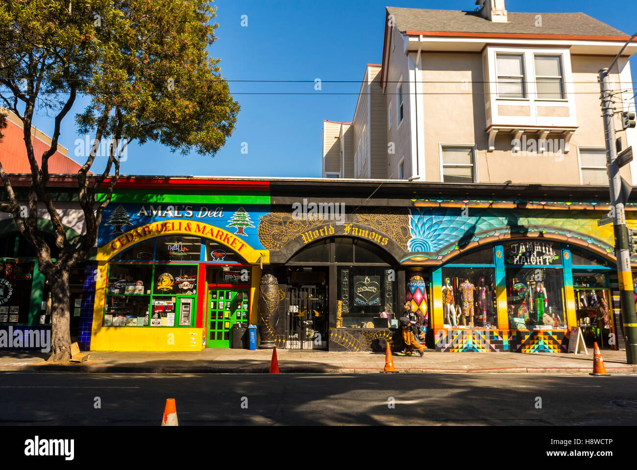 San Francisco, CA, USA, Haight Street Store Fronts, Street Scene, Fillmore, Pacific Heights, Reihe von Geschäften Stockfoto