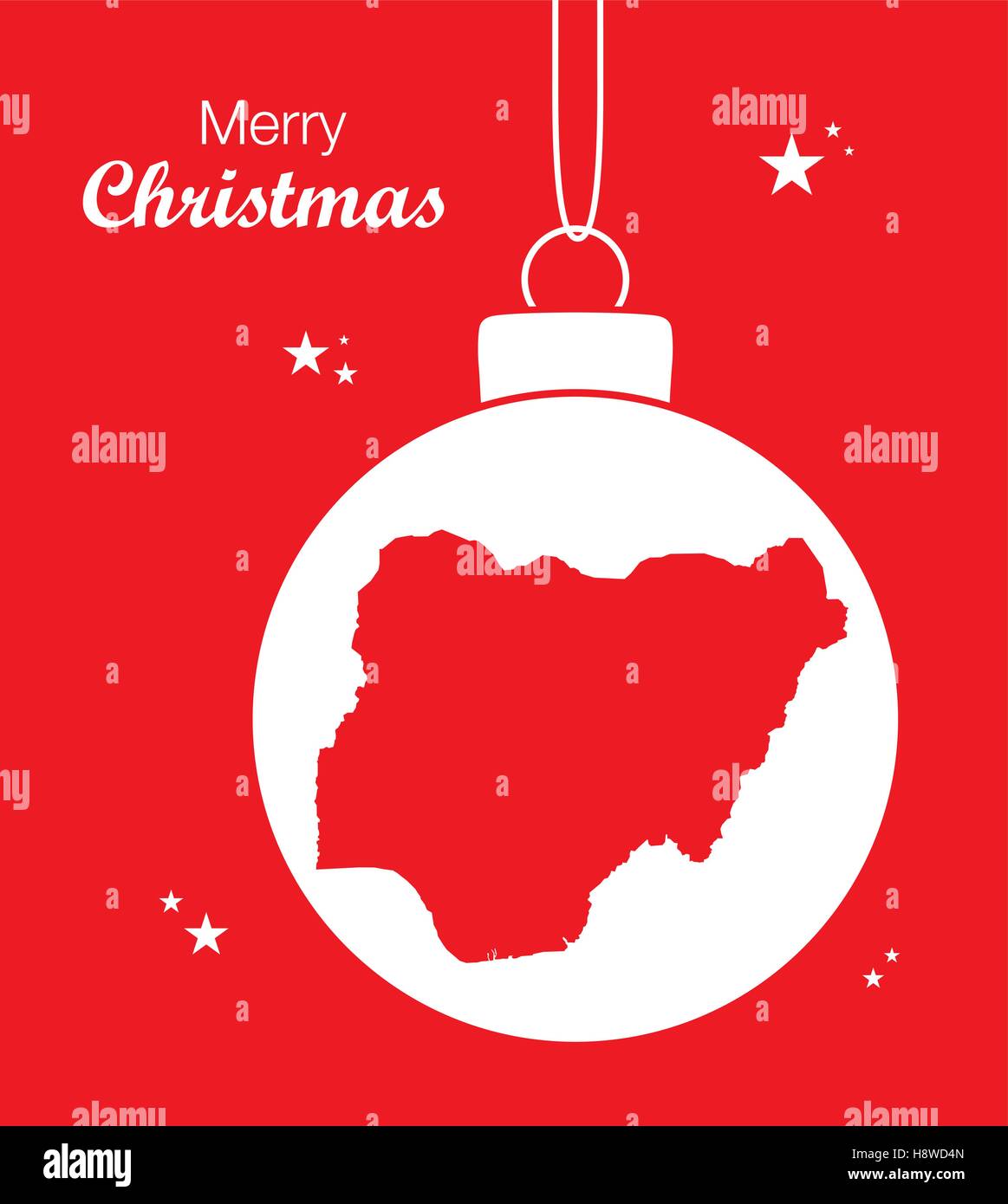 Frohe Weihnachten-Abbildung-Thema mit Karte von Nigeria Stock Vektor