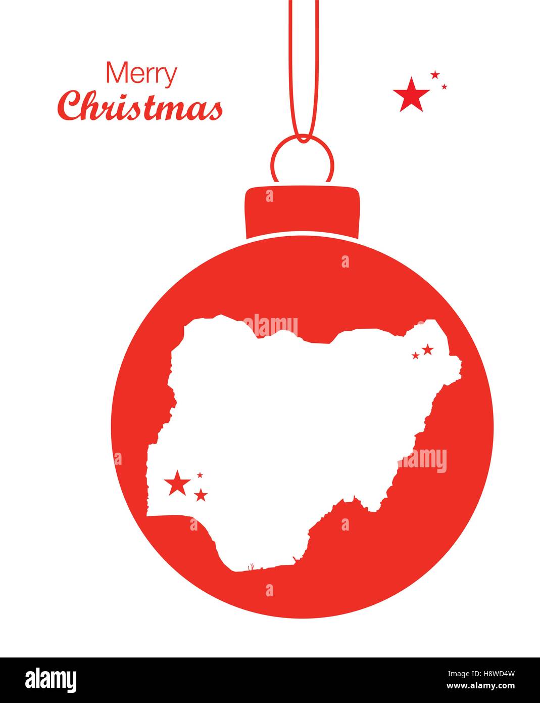 Frohe Weihnachten-Abbildung-Thema mit Karte von Nigeria Stock Vektor